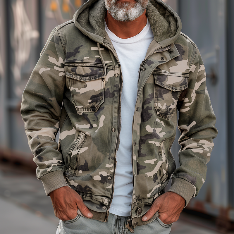 Peter | Tarnfarbene Cargo-Jacke mit Kapuze