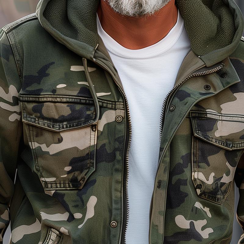 Peter | Tarnfarbene Cargo-Jacke mit Kapuze